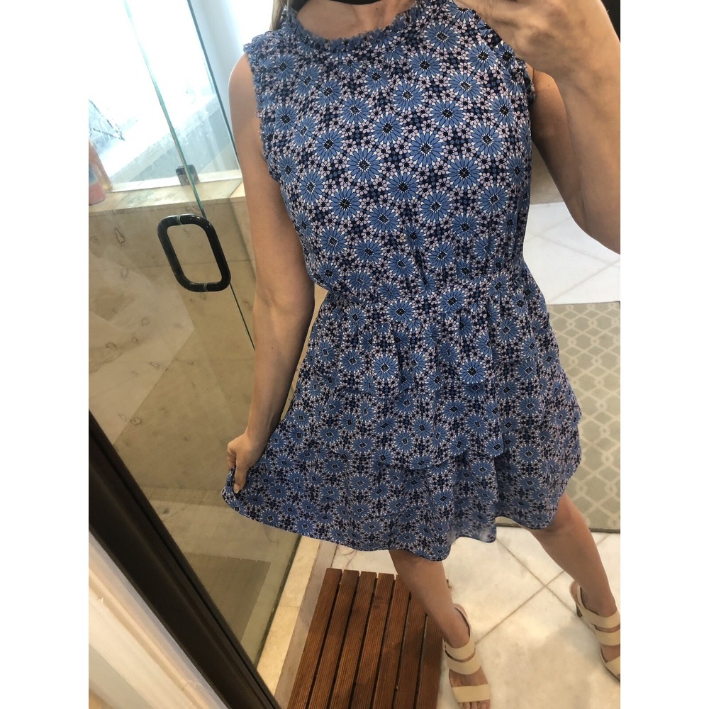 Banana Republic Betty Dress Blue Floral Chiffon Ruffle Tiered Sleeveless Size 2